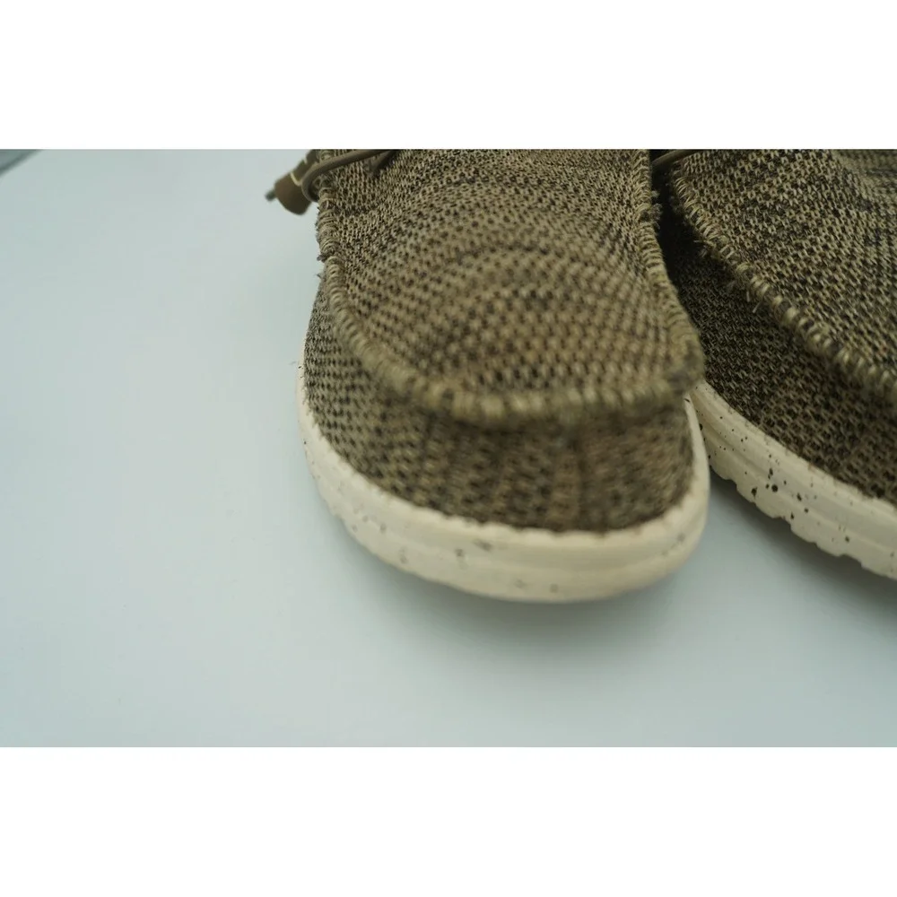 Hey Dude Wally Brown Marl Knit Slip On Loafers Mens 8 Lightweight Shoes